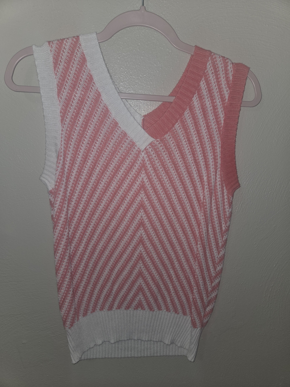 Striped Pink & White Knit Vest